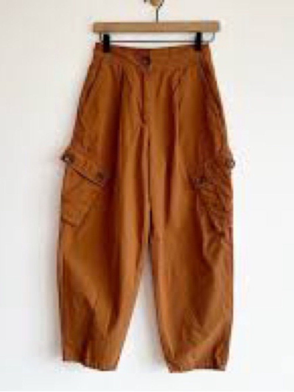 Free People Cargo Pocket Taper Baggy Balloon Pants 100% Cotton Rust Size 0